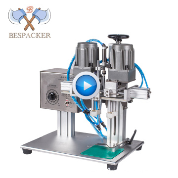 Bespacker YL-P semi automatic pneumatic type four rollers screw spray bottle capping machine